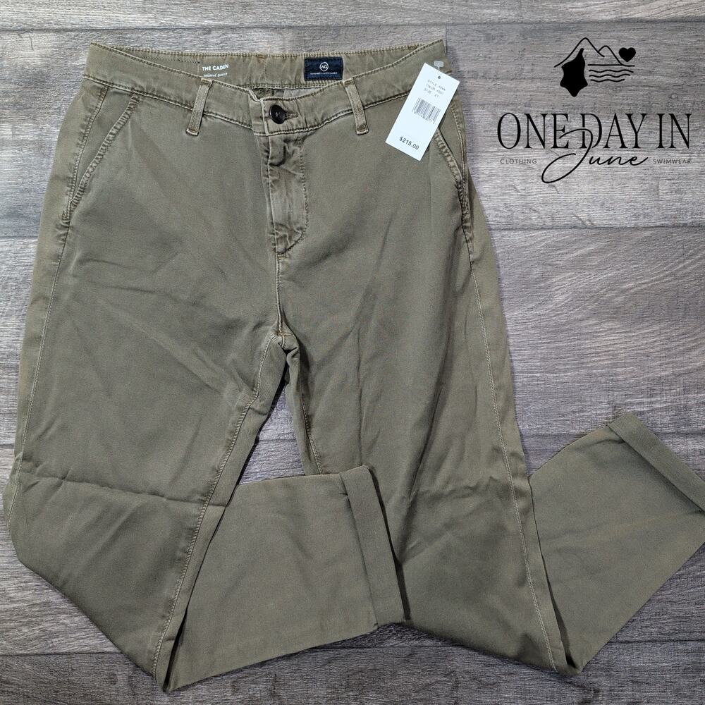 AG Adriano Goldschmied The Caden Tailored Trouser Pants Olive Green NWT Size 4